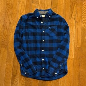Abercrombie kids Blue and Black Plaid button down Shirt size 11/12